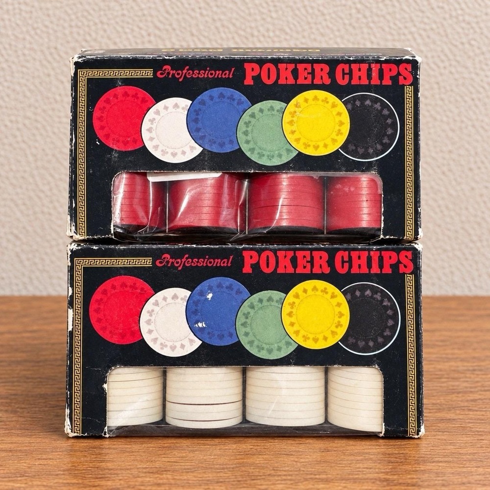 Vintage 1976 Vegas Style Professional Poker Chips 2 Boxes 200 Chips Made USA